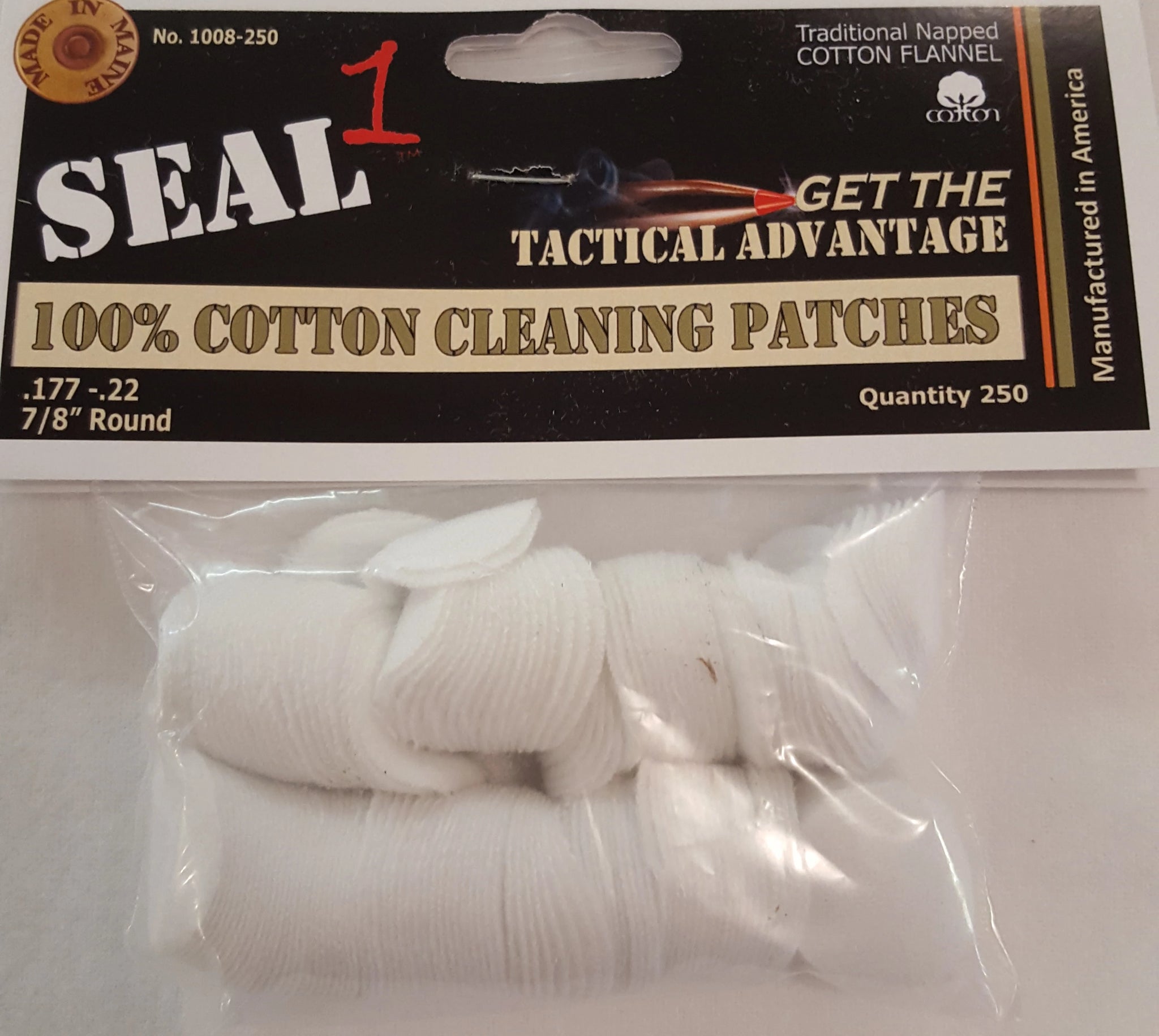 .177-.22 7/8" 100% Cotton Cleaning Patches Bag of 250