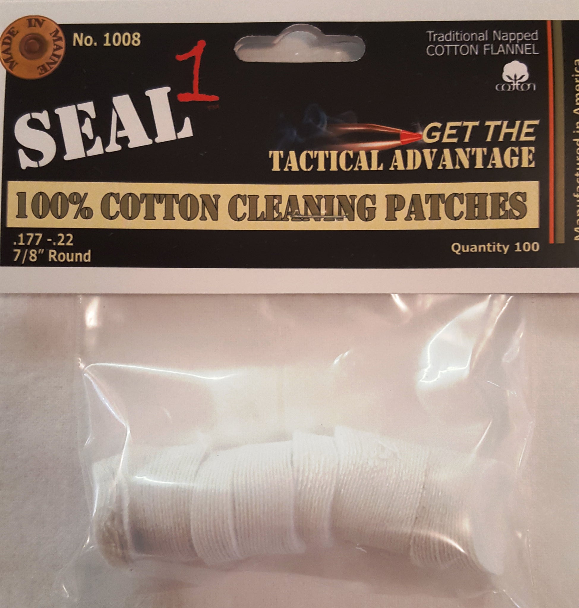 .177 - .22 7/8" 100% Cotton Cleaning Patches Bag of 100