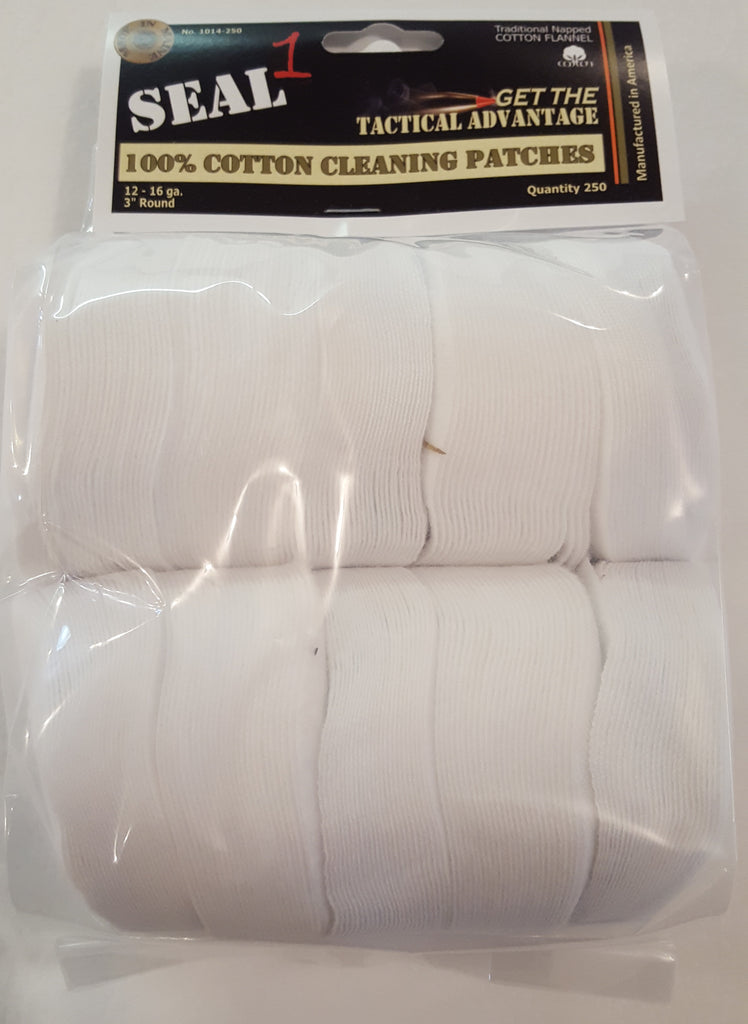 12-16 ga 3" 100% Cotton Cleaning Patches Bag of 250