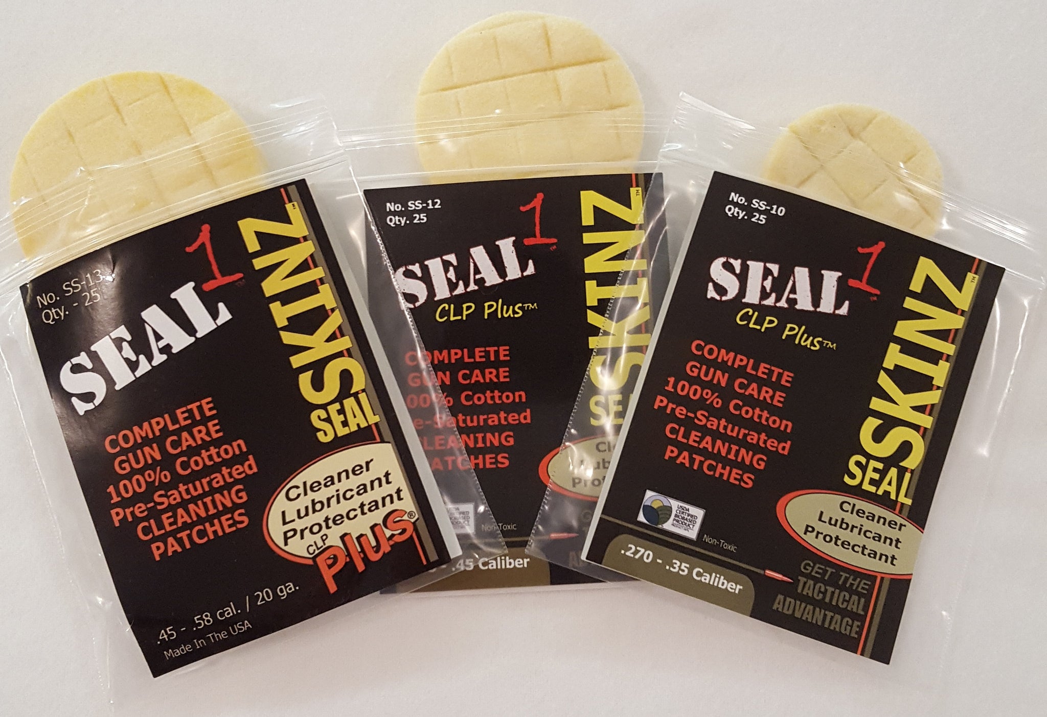 SEAL SKINZ Pre-Saturated Bore Cleaning Patches .38-.45 25 per bag